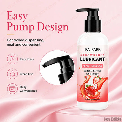 Strawberry Scent Water-Based Lubricant 150ml – Smooth Glide Non-Sticky Personal Lubrication, Easy Cleanup Intimate Gel, Pump Bottle Design for Couples, Romantic Nights, Bedroom Fun, Adult Toys Use & Daily Intimate Comfort