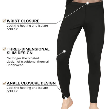 HEROBIKER Men's Fleece Lined Thermal Underwear Set Motorcycle Skiing Base Layer Winter Warm Long Johns Shirts & Tops Bottom Suit