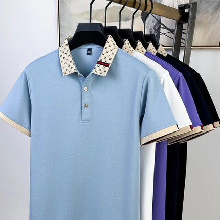 Summer Men's High Quality Cotton Polo Shirt Fashion Brand Design Teddy Bear Embroidery Golf Mulberry Silk Business T-shirt