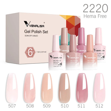 6pcs/kit VENALISA Valentine's Day Collection Lovely Pink Nails HEMA FREE TPO FREE Soak Off UV LED Semi Permanent Set Gel Varnish
