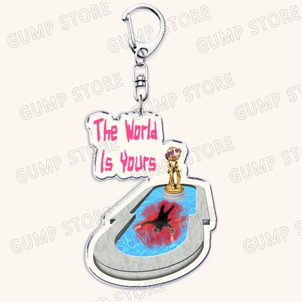 Popualr World Is Yours Keychains for Accessories Scarface Tony Montana Gangster Say Hello To My Life Keyring Fans Friends Gifts