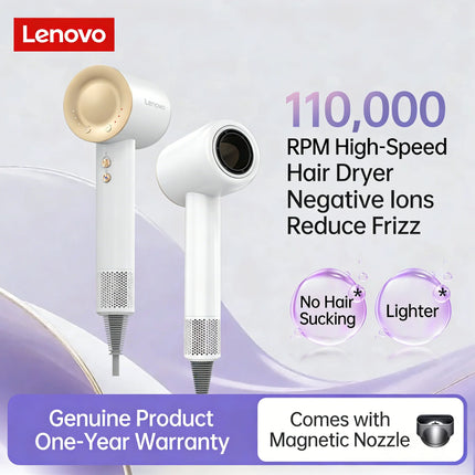 Lenovo Y1S high-speed hair dryer, constant temperature, overheat protection, negative ion hair care, professional dry hair, 220V