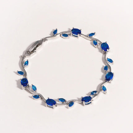 Colorful Trendy Charm Marquise Cut Cubic Zirconia Bracelets For Women CZ Leaf Bridal Wedding Party Jewelry Gift