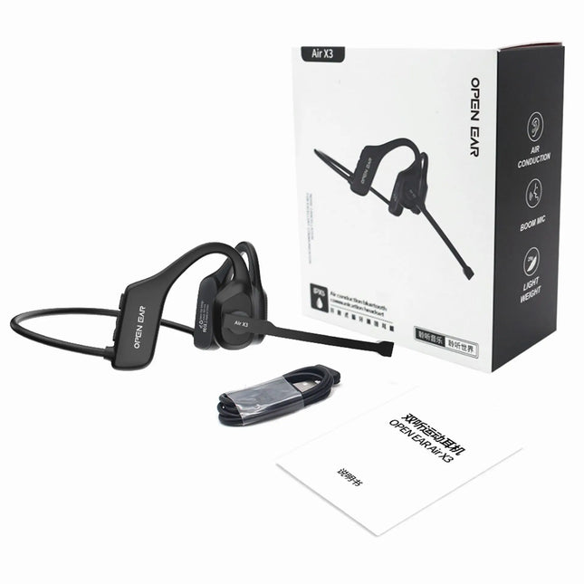 Open-Ear Headsets with Noise Canceling Boom Microphone Lightweight Bluetooth Wireless Headphones for Trucker Office Call Center