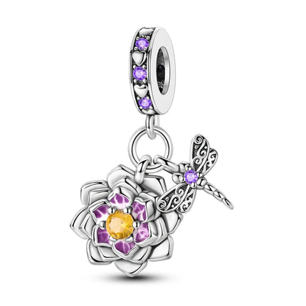 925 Sterling Silver Purple Series Butterfly Aries Gemini Safety Chains Fit Original Bracelet DIY Jewelry Making Gift For Women