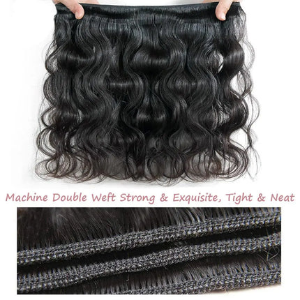 Body Wave 3 Bundles with Frontal Human Hair Natural Black Color 3 Bundles with 13x4 HD Lace Frontal Brazilian Virgin Human Hair