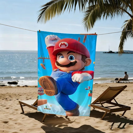 S-Super Towel Large Quick-Drying M-Mario-o Microfiber soft Beach Towel for Travel Fitness Sauna Bathing Camping Kids Gift