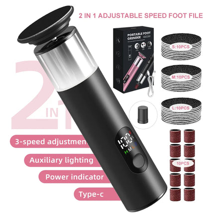 Electric Foot Grinder For Feet, 2-In-1 Foot File & Nail Polisher, Electric Callus Remover Pedicure File Unisex With Gift Box
