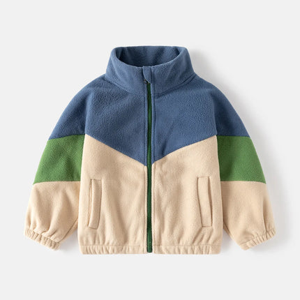 Winter Clothes Children's Clothing New Children's Polar Fleece Jacket Boy Baby Color Matching Casual Tops Casual Simple