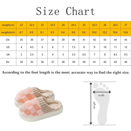 Fashion Couple Winter Toe Wrap Warm Plaid Plush Slippers Men Women Thick Soft Sole Slides Indoor Floor Flat Home Non-slip Shoes