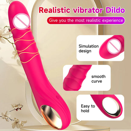 Simulate Dildo Vibrator with 10 Powerful Vibrating Modes, Clitoris G-Spot Anal Stimulator for Adult Female Couple Sex Toys