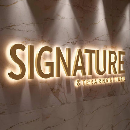 Gold 3D Outdoor Letters Illuminated Metal Backlit Sign Custom LED Lighted Company Business Signage for Indoor/Outdoor Use