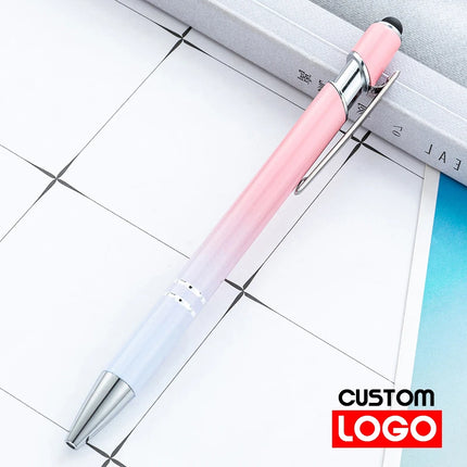 10-200Pcs Touch Screen Ballpoint Pen Gradient Color Aluminum Rod Pen Wholesale Text Name Metal Advertising Pen Engraving Logo