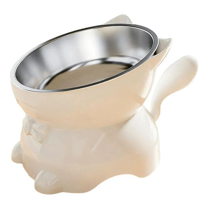 Cat Bowl Creative Inclined Kitten Puppy Food Feeding Bowls, Cat Bowls Tilted Neck Guard Cat Food Bowl Neck Protection Design