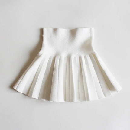 1pcs Girls Knit Skirts Baby Autumn Winter Princess pleated Skirts Childrens Student High Waist Mini Tutu Skirts Kids Solid Dress