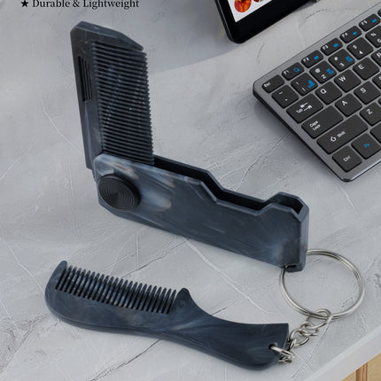 1/2PCS Marble Pattern Beard Folding Comb With Key Chain Mini Mustache Comb Men Portable Travel Beard Care Hair Styling Tool Comb