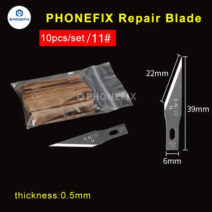 10pcs No.4A 11 18 Scalpel Knife Removal Glue Blades Non-Slip Metal Engraving Craft knives Phone PCB DIY Repair Hand Tools
