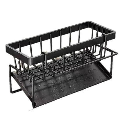 Sponge Holder for Kitchen Sink, Stainless Steel Self-draining Sink Shelf Soap Sponge Holder Dishcloth Towel Rack Filter Basket