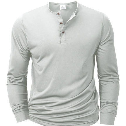 Mens Long Sleeve Henley Neck T-shirt Slim Fit Bottoming Tshirt Casual Button Shirt Comfortable Fitness Tee Cozy Top