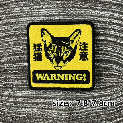 Cat Patch Embroidery on Clothes Cute Animal Morale Badge Tactical Equipment Hook and Loop Patches Backpack Stickers