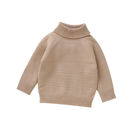 Baby Sweaters Knitted Casual Solid Turtle Neck Long Sleeve Knit Toddler Boy Girl Knitwear Pullovers 1-3Yrs Children Jumpers Tops