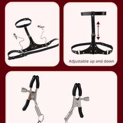 QKKQ Erotic Bra With Nipple Clamp Chest Binder Breast Bondage Belt Bust Bandage For Women Men Chest Teating Pleasure Sex Toys