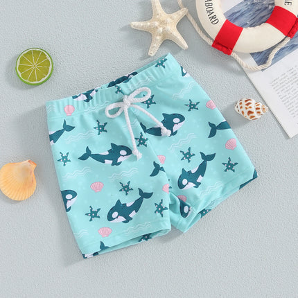 Kids Baby Boys Swim Trunks Novelty Shark Print Elastic Waist Swim Shorts Children Boys Bathing Suit Swimsuit Bottoms Swimwear