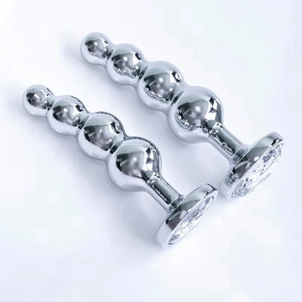 2 sizes Four ball metal pull bead anal plug gem base anal plug g-spot massage sexual health adult sex sex toys