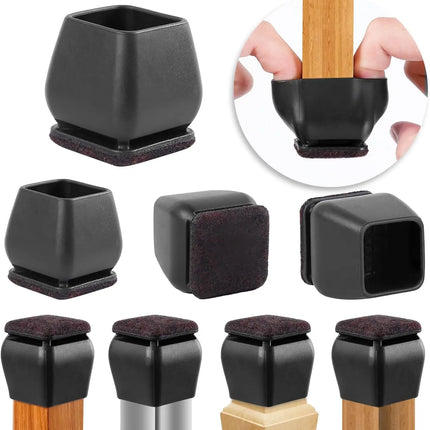 8PCS Chair Leg Floor Protectors 15° Diagonal Thick TPE Pads Silicone Felt Foot Covers for Hardwood Furniture Table Feet