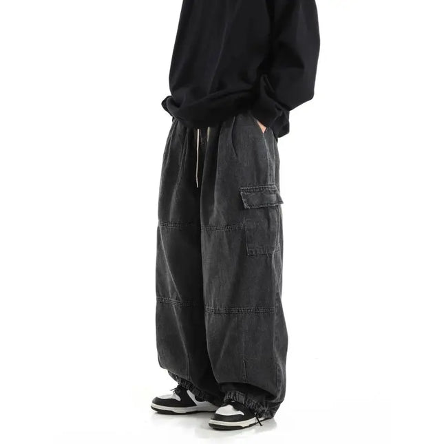 Black Baggy Cargo Jeans Trousers Men Casual Wide leg Jogging Pants Oversize Vintage Straight Loose Work Jeans Pants Soft Comfort