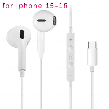 Original Wired Earphones For iPhone 15 16 14 13 12 11 Pro Max 7/8Plus X XR XS In-Ear Earbud For Lightning USB C 3.5mm Earbuds