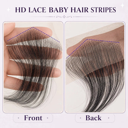 100% Real Human Hair I V Style Edges HD Lace Baby Hair for Women Reusable invisible Swiss Lace Hairline Natural Black Handmade