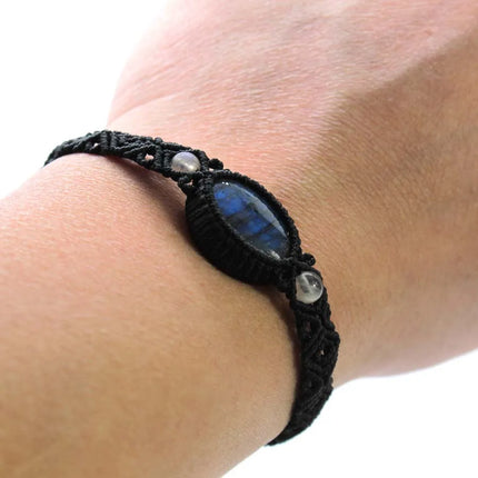Handmade Braided Macrame Labradorite Crystal Stone Bracelets For Women Girl Natural Spectrolie Weave Adjustable Bracelet Jewelry