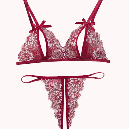 Hot Erotic Crotchless Transparent Hollow Out Bra And Panty Set Sexy Lingerie For Women Open Bras Underwear Lace Suit Clothing