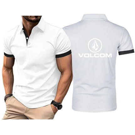 VOLCOM 2025 Men's Fashion Solid Short Sleeved Lapel Polo Shirt Summer Quick-drying Breathable Comfortable Harajuku Top