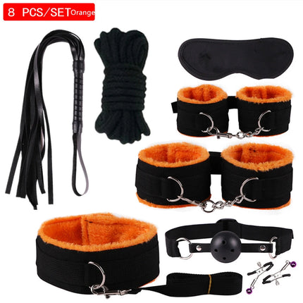 Exotic Accessories Nylon Sex Bondage Set Sexy Lingerie Handcuffs Whip Rope Anal Vibrator Adult Sex Toy for Couples
