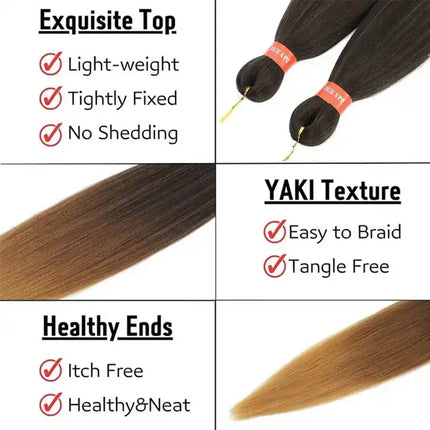 30" Ombre Brown Pre Stretched Braiding Hair YAKI Straight Jumbo Braids Hair Extensions Synthetic Bulk Hair Wholesale Fake Hair
