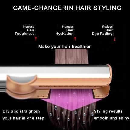 Hair Straightener and Dryer Combo 2-in-1- Negative Ion Heating Flat Iron for Quick Long - Lasting Hair Styling at Home salon