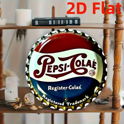 8x8" Round Pepsi Bottle Cap Sign - Aluminum "Register Col" Wreath Decor, Ideal for Office Wall Art, Holiday Season Decor