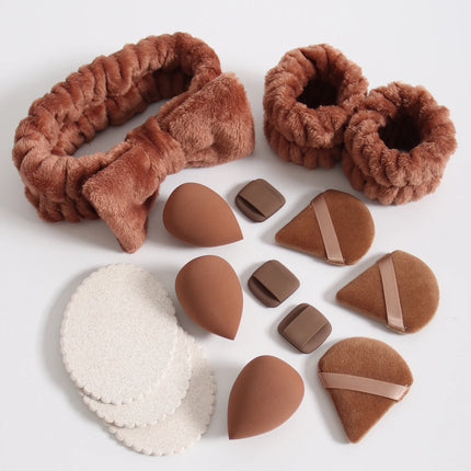 15 件套 Cosmetic Puff Makeup Sponge Blender Beauty Egg Foundation Sponges Puff Wash Face Headband Wristband Make up Accessories