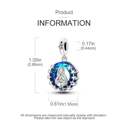 100% 925 Sterling Silver Blue Round Crystal Life Tree Angel Star Moon Pendants Charms Fit 925 Original Bracelets DIY Jewelry