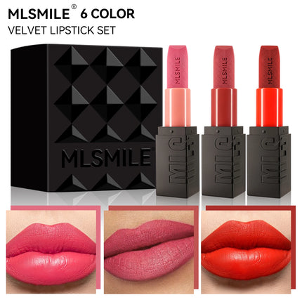 3-Piece Embossed Matte Lipstick Set, Long-Lasting and Hydrating, Easy Application for a Natural Look, Smooth Velvet Matte Finish