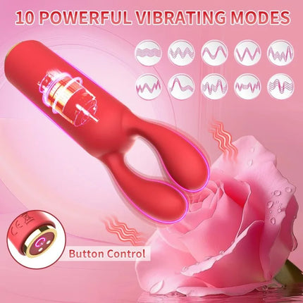 Female Clitoral Vibrator G-spot Nipple Rabbit Ear Dildo Stimulator 10 Vibration Modes Massager Adult Couple Female Flirting Use