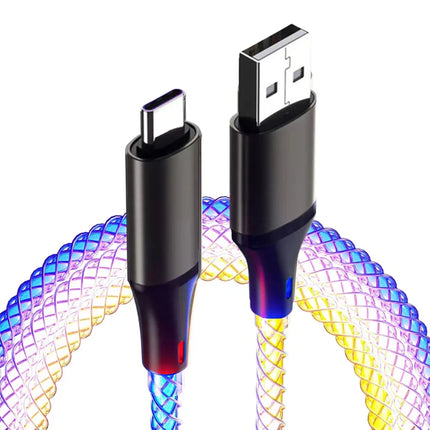 RGB Super Fast Charging Date Cable 66W 6A Glowing Phones USB C Line For iPhone16 15 Xiaomi Samsung POCO PD Data Cord USB-A To C