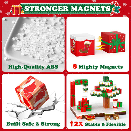 KAVOWORLD 3D Christmas Gifts STEM Magnetic Building Blocks 180PCS Magnetic Cubes Set for Kids Parent-Child Interactive Play Toys