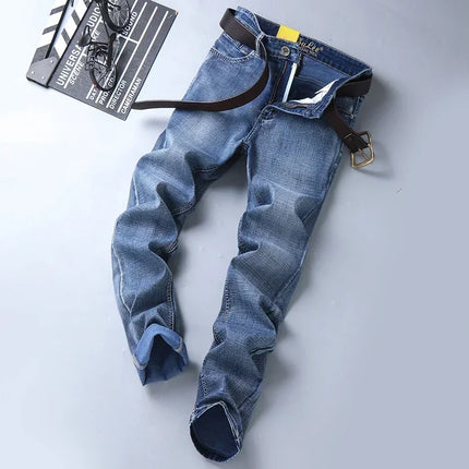 SULEE Brand 2025 New Four Seasons Men's Slim Elastic Pants Fashion Business Denim  for  Stretch Men Jeans Vaqueros Hombre