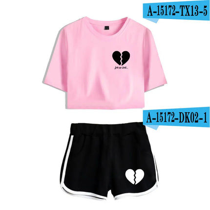 Youthful Payton Moormeier T-shirts shorts Pants Dew navel Sport Girls Short Sleeve Suits Sexy Girls Summer Two Pieces sets