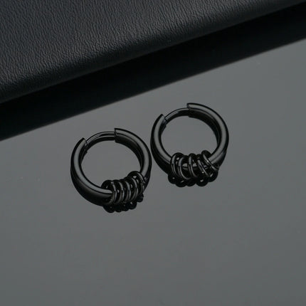 1 Pair Stainless Steel Hoop Earrings for Men Women Small Circle Metal Ball Anti-allergic Ear Buckle Rock Hip Hop Jewelry