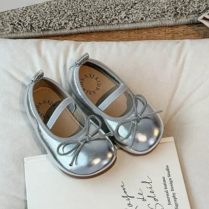 Children Little Leather Shoes for Girls 2024 Spring&Autumn New Fashion Korean Soft Bow Anti Slip Fashion Princess Single Shoes