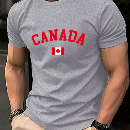 Canada Text With Flag Printed Cotton T-Shirts Men's Summer Short Sleeve T Shirt Soft Oversized O-Neck Tops Basic Men's Clothes